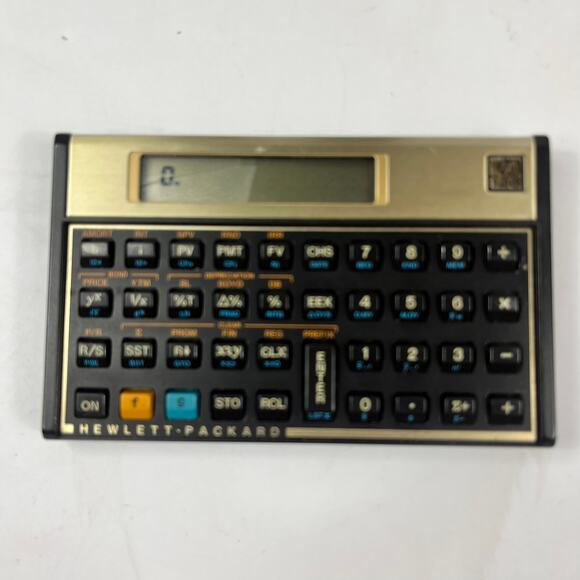 Vtg Hewlett‑Packard HP 12C Financial Calculator Gold Case RPN Business Tested - Picture 2 of 9